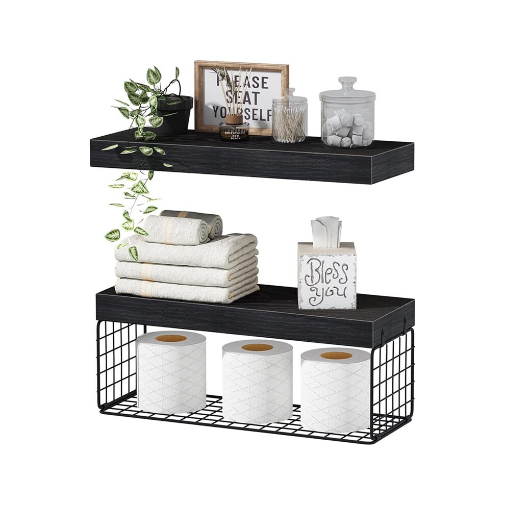 Bathroom Shelves Over Toilet - Wall Mounted Floating Shelves Toilet Paper Storage Small Farmhouse Decor Shelf 16 Inch 4712875068608