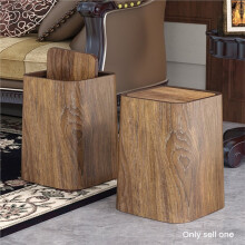 Large Wooden Texture Tra Can Bedroom Kitchen Home Use Rectangular Ape Storage Bin High