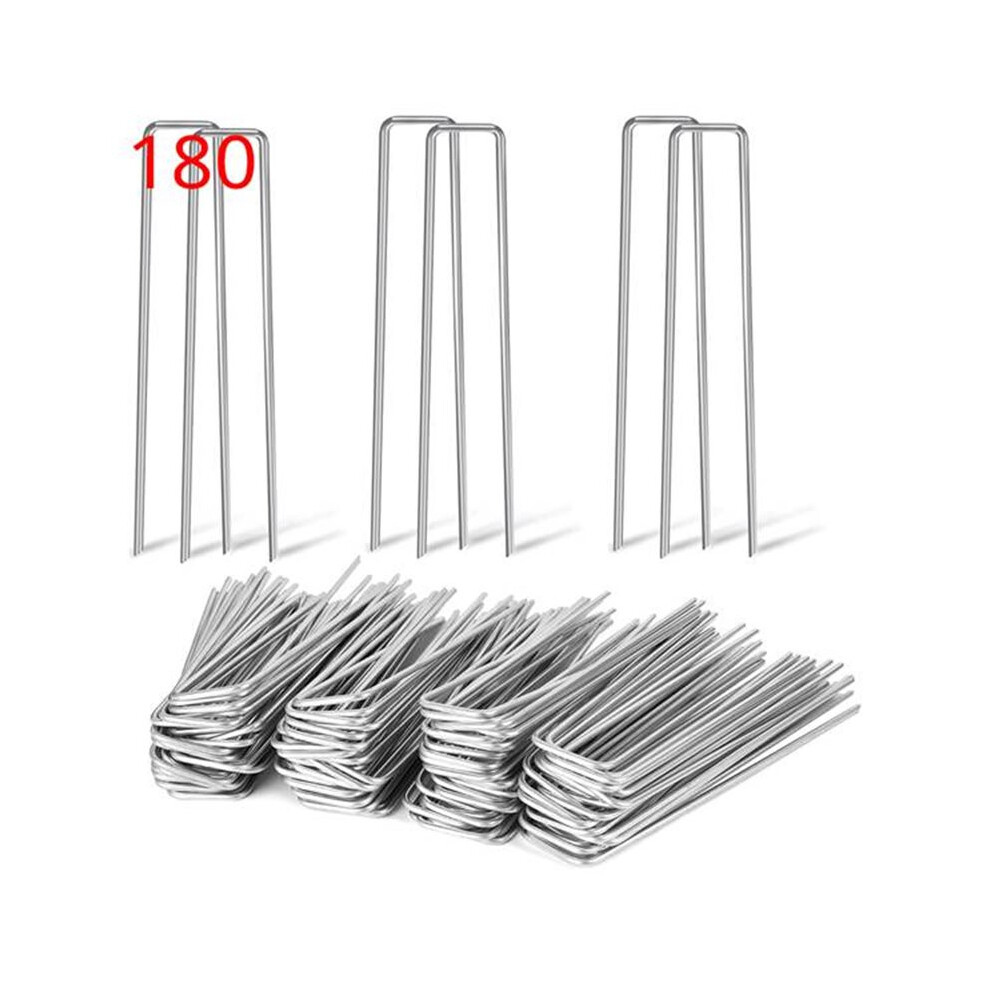 180 Pack Galvanized Landscape Staples for Garden and Lawn U-Shaped Nails for Weed Control Fabric Ground Stakes