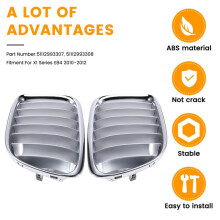 1Pair Front Bumper Upper Center Grille Chrome for X1 Series E84 2010-2012 51112993307, 51112993308
