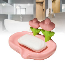 Porta jabón floral rosa ABS 91 g plato de plástico