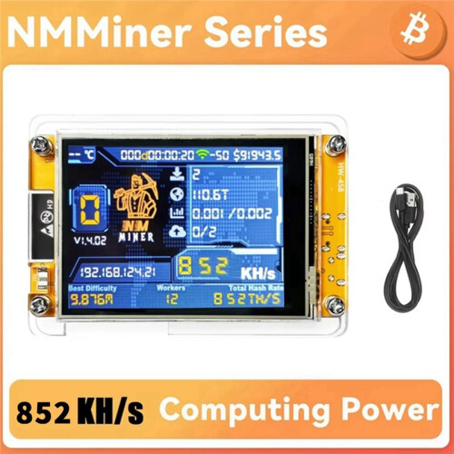 NMMiner NerdMiner Hashrate 852KH/S Minerador ESP32 Atualizado Tela Inteligente de 2,8 Polegadas Criptomoedas Solo Loteria Bitcoin com Suporte 2