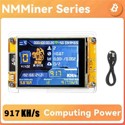 NMMiner NerdMiner Minerador com Hashrate Atualizado de 917KH/S, ESP32, Tela Inteligente de 2,8 Polegadas, Criptomoedas, Loteria Solo, Bitcoin, com 2