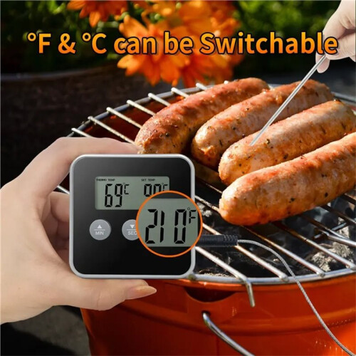 LCD-Matkötttermometer Digital Display Ugn Grilltimer Bakning Matlagning Mattermometer med Fjärrkontrollsond 2