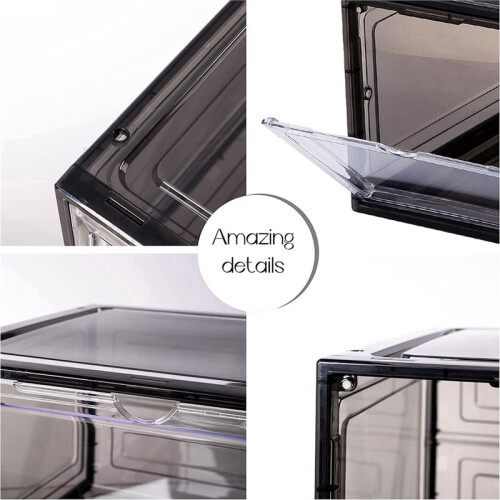 Drop Front Shoe Box,Set of 6,Stackable Plastic Box with Clear Door,As Storage and Box,for Display Sneakers,Easy Assembly 2