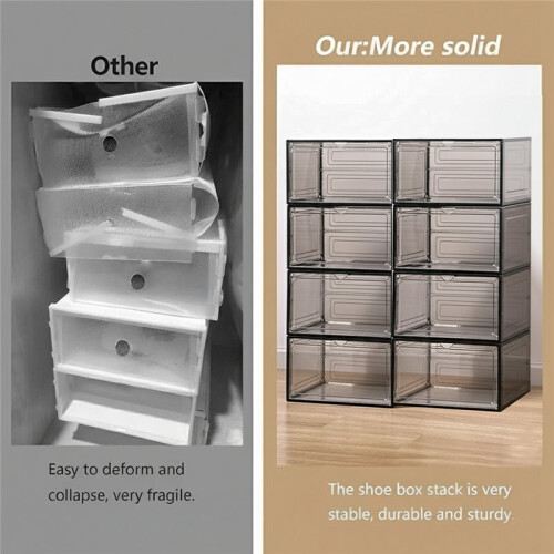Drop Front Shoe Box,Set of 6,Stackable Plastic Box with Clear Door,As Storage and Box,for Display Sneakers,Easy Assembly 2