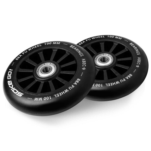 Schwarze Räder für Roller 100 mm - 2 Stk 2