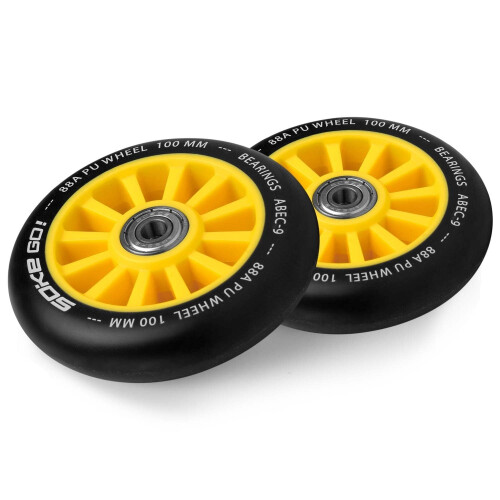 Gelbe Räder für Roller 100 mm (2er-Pack) 2