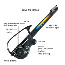 Electric Guitar Toy DJ Mixing with LED Lights Bass Guitar Sounds for Music Enlightenment Kids Gift Grey