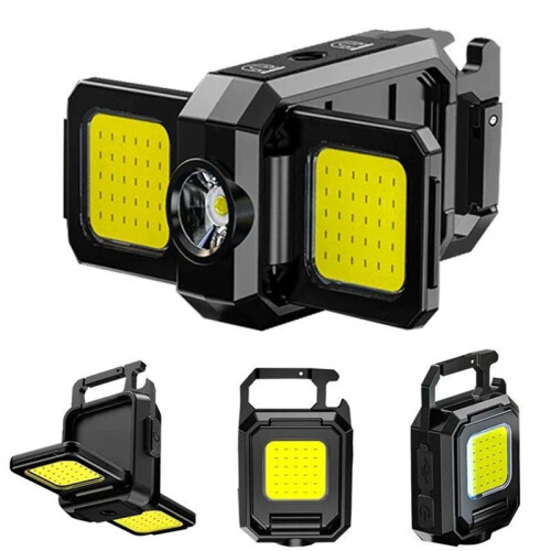 COB Keychain Work Light Foldable Flashlight with Bottle Opener for Camping, Car Repair, Hiking,Emergency Use 2PC 1