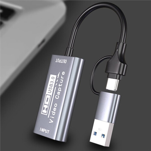 Placa de Captura de Vídeo com Conversor de Áudio e Vídeo 4K para USB 3.0 Tipo C, Compatível com Computadores, Laptops e Smartphones, para 2