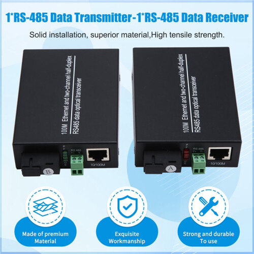 1 Pair RS485 Data Extender Converter with 10/100Mbps Ethernet SM SX,over Fiber Optic Transmitter and Receiver EU PLUG 1