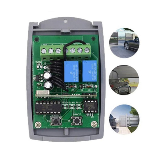 Universal 2CH Garage Door Remote Control Receiver 12/24V for 433mhz Learning Code Fixed Code Rolling Code 1