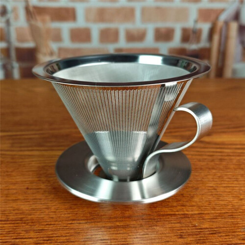 Stainless Steel Coffee Dripper Handle Coffee Filter with Base Paperless Filter Coffee Filter Tea Filter 2