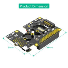 3 in 1 M.2 NVMe SSD to PCIe Adapter with Dual Cooler Fans and Automatic Discoloration LED for Raspberry Pi 5