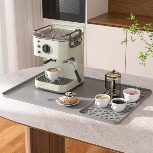 Tapete de Silicone para Café 15,75 X 23,6 Polegadas Tapete para Bar de Café com Tapete Removível para Secagem de Pratos Bordas Elevadas À Prova de 2