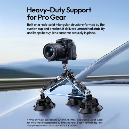 Ulanzi Suporte Câmera com Ventosa para Carro, Compatível com para , para Insta 360, para  Action Camera, Celular e Câmeras DSLR, com Roscas 2
