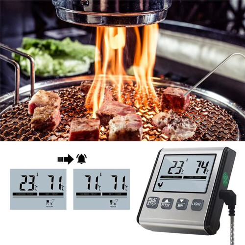 TP710 Digital Timing Food Thermometer Temperature Meter with Timer-Function Meat Probe Electronic Kitchen Tools for BBQ 2