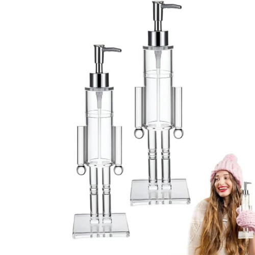 Nutcracker Soap Dispenser, Christmas Nutcracker Soap Liquid Bottle, Clear Acrylic Refillable Lotion Pump Decorative 2pcs 2