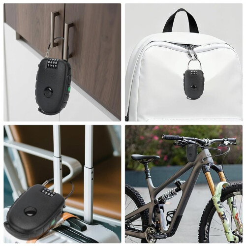 2pcs 4-Digit Combination Lock with 27.5 Inch Quickly Retractable Steel Cables Keyless Security for Bike,Ski, Stroller 2
