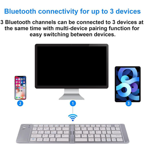 Foldable   Keyboard. Portable Ultra-Thin Multi-Device Wireless Keyboard. 66-Key Rechargeable Keyboard 2