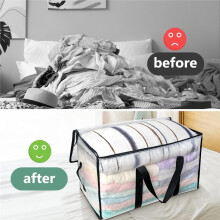 2 Pack Clear Large Storage Bags, 95L Moving Organizer Bags with Zipper and Handle, Clothing Storage Bag for Bedding