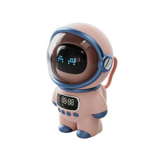Astronaut -Högtalare Bärbar Stereo Ai Interactive Audio med Stöd för Väckarklocka TF/FM Bordsklocka Rosa