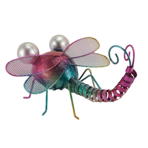 Lifelike Dragonfly Wall Sculpture Red Iron Art