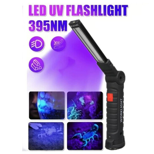 UV Flashlight 395NM 5 Modes Flashlight USB Rechargeable Work Light Foldable Flashlight Portable Work Light A 1