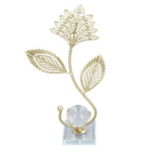 Iron Leaf Crystal Ball Decor, 26cm Stylish Metal Nordic ornament