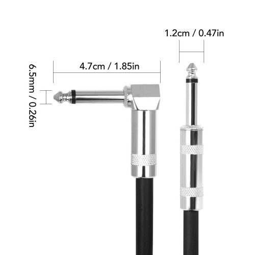 Cable de guitarra de 6.5 mm 3 m ángulo recto recto negro 1