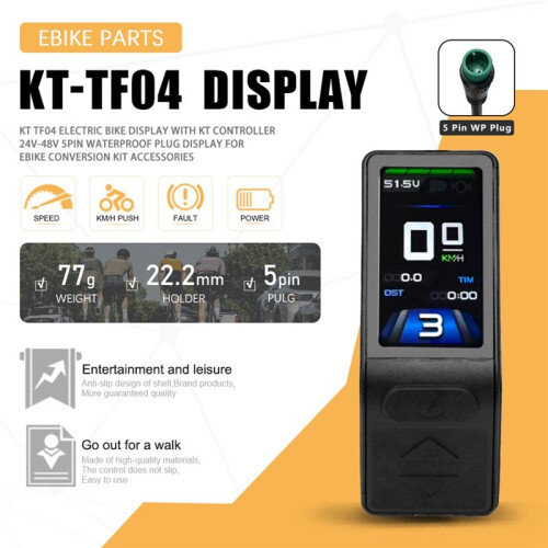 Ebike Display  TFT Caolor Screen KT TF04 24V-48V Waterproof Plug Electric Bicycle Conversion Kit 1