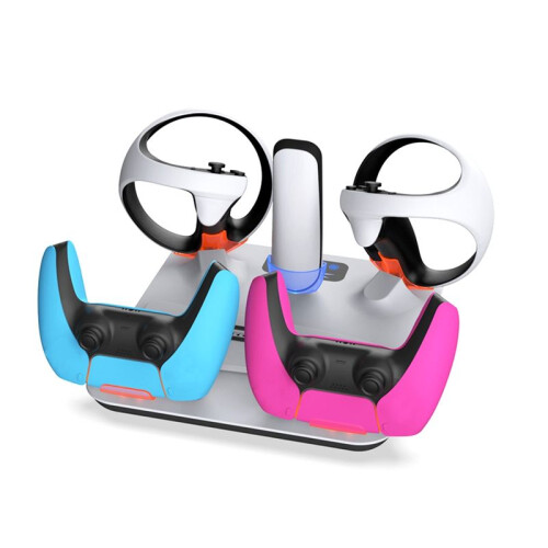 For PSVR2 Storage Stand with Controller Holders, Headset Hanger, and Type-C Charging Cable- for PSVR2/PS5 Accessories 2