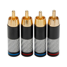 4PCS HiFi Carbon Fiber RCA Connectors Gold Plated Plug Audio Connector RCA Plug Connector Power Speaker Plugs Connector