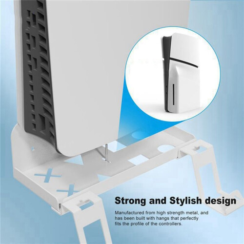 Wall Mount Storage Bracket Space-Saving Stand with Gamepad and Headphone Holder for   5 Slim White 2