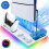 Heat Dissipation Bracket Base with RGB Lighting for PS5 Double Handle Handle Charging Block for PS5/SLIM/Pro Host White 2