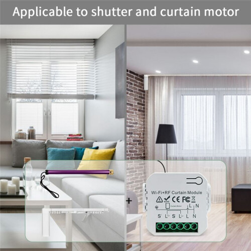Tuya  Curtain  WiFi 433Mhz Roller Shutter Blinds Control Module with RF Remote for Electric Roller Shutter