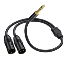 6,35 mm TRS-Stekker Naar 2 Dubbele XLR-Mannelijke Microfoon Stereo Ongebalanceerde Audioconverteradapter Y-Splitkabelsnoer-C