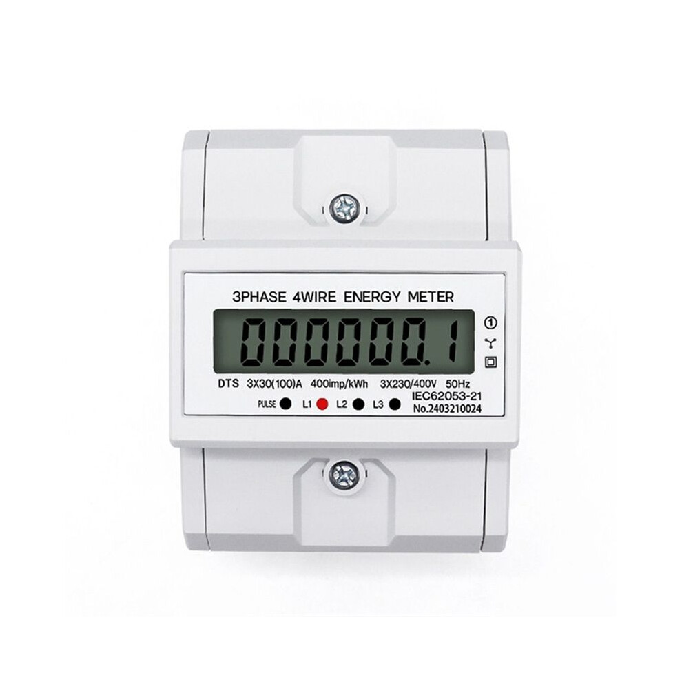 Lcd Ac Din Rail 230V 3 Phase 4 Wire Meter Power Consumption Monitor Kwh Meter Wattmeter 3X30(100A) 50/60Hz 6133495348983