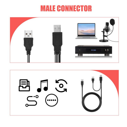 USB 2.0 Typ A Stecker auf Dual USB A Stecker Y-Splitter-Kabel-Schnur Schwarz 1