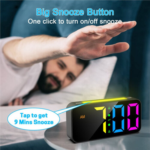 RGB Night Light LED Clock with Mood Light 2 with Digital Night Light Clock Bell USB Power 1