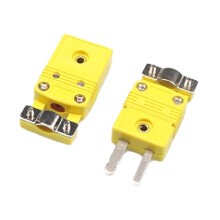 Conector Pequeño Amarillo para Termopar Tipo K con Soporte. Conector para Termopar Tipo K. Toma para Termopar con Clip.