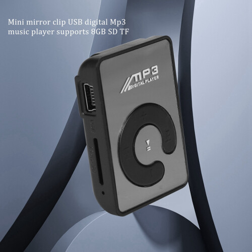 Mirror Clip Usb Digital Mp3 Supporto Per Lettore Musicale Da 8 Gb  Tf Nero 1
