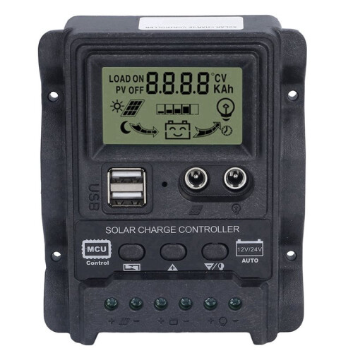 Dual USB Solar Controller ABS LCD Display PWM Charging Controllers Light Control 12V24V Solar Controller