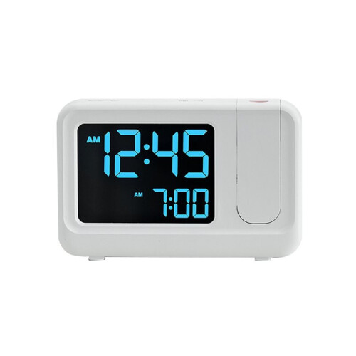 Digital Multifunctional Projector Alarm Clock Simple LCD Electronic Clock Bedside Alarm Table Mute Alarm Clock White 1