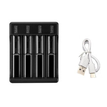 18650 Fast Charger with Type-C Cable 4.2V Lithium Battery Intelligent Charger for 14500 26650 18650 Battery, 4 Slot