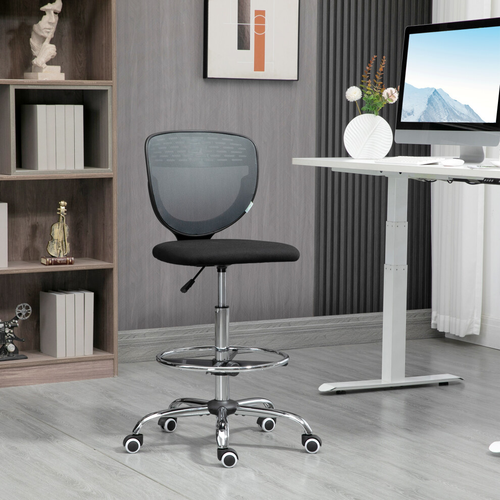 Vinsetto Draughtsman Chair, Tall Office Chair With Lumbar Support, Grey