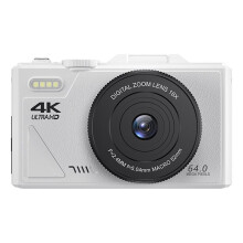 4K Digital Camera, 3 Inch Flip Screen 64MP UHD 18X Zoom Autofocus Retro Compact Camera, Portable Camera White