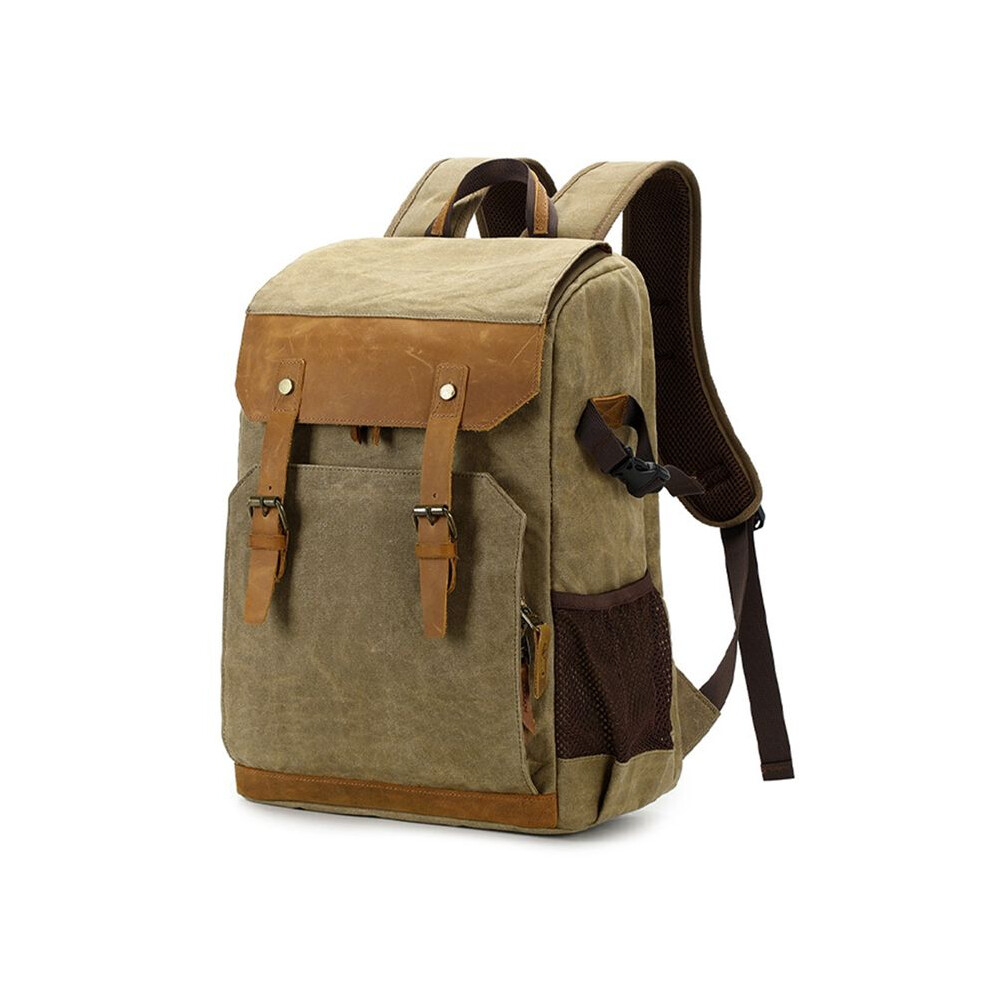 Batik Canvas Photography Backpack Multifunctional Slr Vintage Waterproof Outdoor Slr Camera Bag Khaki 4713062083169