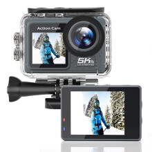 5K Action Camera with Front LCD & Touch Screen,EIS 100FT Waterproof Underwater Camera 5X Zoom Sports Camera Accessories